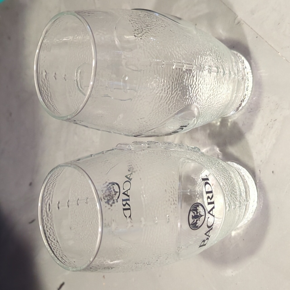 Glasses. Clear Bacardi football shape